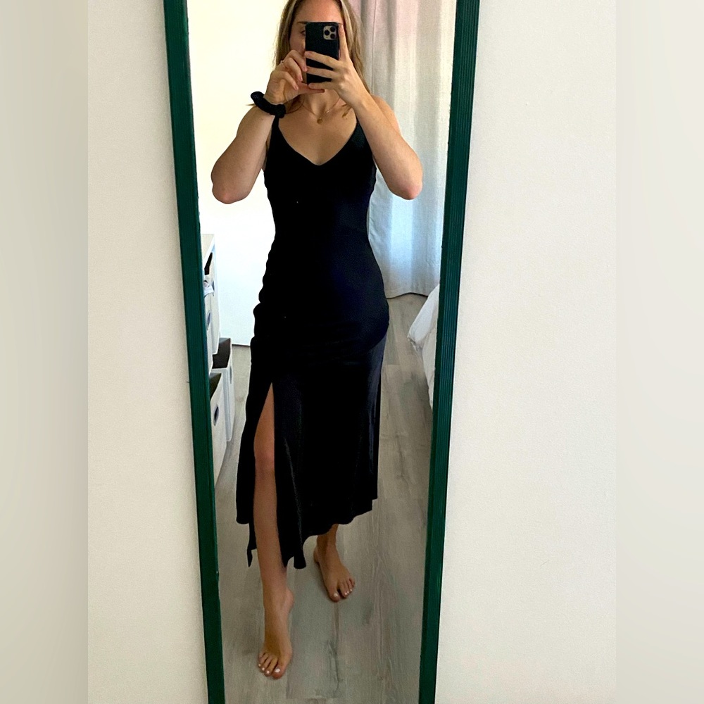 BLACK cocktail satin dress